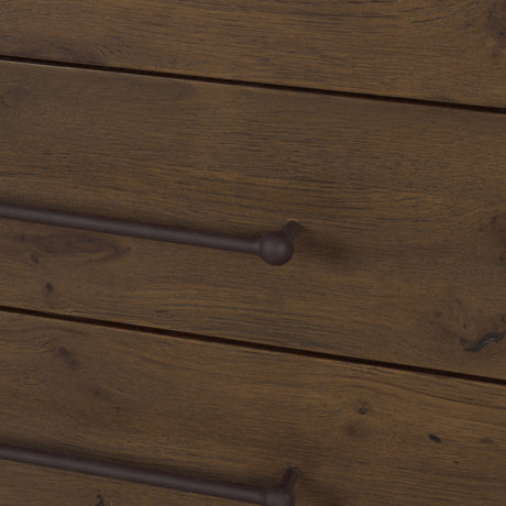 Belford 3-Drawer Dark Brown Oak Wood Closed Nightstand from Mercana - Luna Furniture