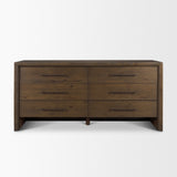 Belford 6-Drawer Dark Brown Oak Wood Dresser from Mercana - Luna Furniture
