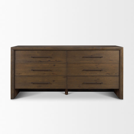 Belford 6-Drawer Dark Brown Oak Wood Dresser from Mercana - Luna Furniture