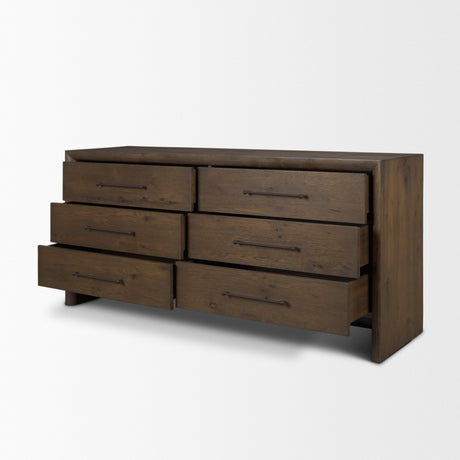 Belford 6-Drawer Dark Brown Oak Wood Dresser from Mercana - Luna Furniture