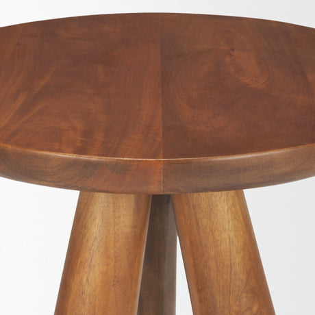 Mora Medium Brown Wood 3-Legged Accent Table from Mercana - Luna Furniture
