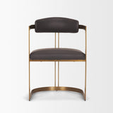Hollyfield II Charcoal-Brown Leather Seat Gold Iron Frame Dining Chair from Mercana - Luna Furniture