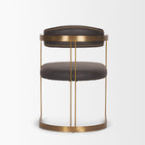 Hollyfield II Charcoal-Brown Leather Seat Gold Iron Frame Dining Chair from Mercana - Luna Furniture