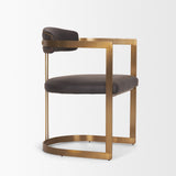 Hollyfield II Charcoal-Brown Leather Seat Gold Iron Frame Dining Chair from Mercana - Luna Furniture