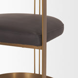Hollyfield II Charcoal-Brown Leather Seat Gold Iron Frame Dining Chair from Mercana - Luna Furniture