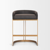 Hollyfield II Charcoal-Brown Leather Seat Gold Metal Base Counter Stool from Mercana - Luna Furniture