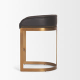 Hollyfield II Charcoal-Brown Leather Seat Gold Metal Base Counter Stool from Mercana - Luna Furniture