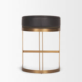 Hollyfield II Charcoal-Brown Leather Seat Gold Metal Base Counter Stool from Mercana - Luna Furniture