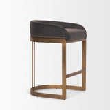 Hollyfield II Charcoal-Brown Leather Seat Gold Metal Base Counter Stool from Mercana - Luna Furniture