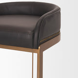 Hollyfield II Charcoal-Brown Leather Seat Gold Metal Base Counter Stool from Mercana - Luna Furniture