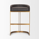 Hollyfield II Charcoal-Brown LeatherSeat Gold Metal Base Bar Stool from Mercana - Luna Furniture
