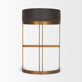 Hollyfield II Charcoal-Brown LeatherSeat Gold Metal Base Bar Stool from Mercana - Luna Furniture