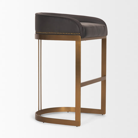 Hollyfield II Charcoal-Brown LeatherSeat Gold Metal Base Bar Stool from Mercana - Luna Furniture