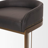 Hollyfield II Charcoal-Brown LeatherSeat Gold Metal Base Bar Stool from Mercana - Luna Furniture