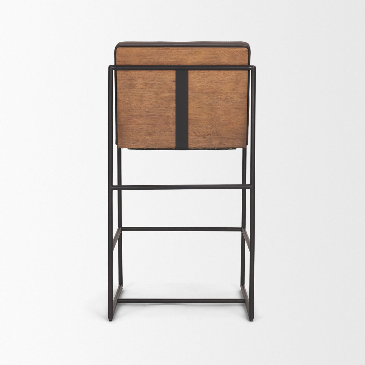 Stamford 36" Total Height Charcoal-Brown Leather Seat w/ Wood Back Metal Counter Stool from Mercana - Luna Furniture