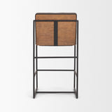 Stamford 36" Total Height Charcoal-Brown Leather Seat w/ Wood Back Metal Counter Stool from Mercana - Luna Furniture