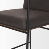 Stamford 36" Total Height Charcoal-Brown Leather Seat w/ Wood Back Metal Counter Stool from Mercana - Luna Furniture
