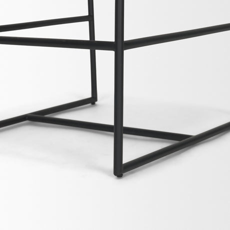 Stamford 36" Total Height Charcoal-Brown Leather Seat w/ Wood Back Metal Counter Stool from Mercana - Luna Furniture