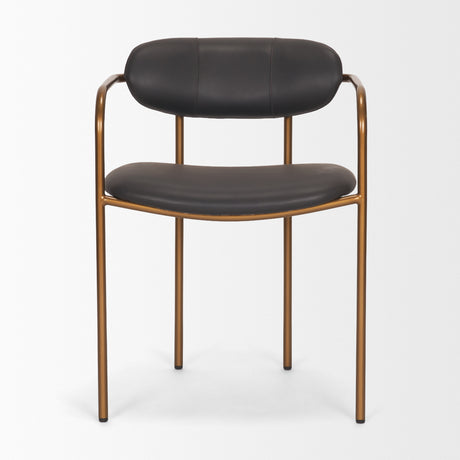 Parker Charcoal-Brown Leather Seat Gold Metal Dining Chair, Set of 2 from Mercana - Luna Furniture