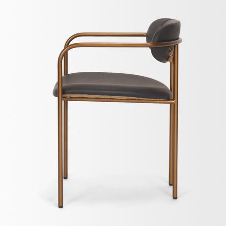 Parker Charcoal-Brown Leather Seat Gold Metal Dining Chair, Set of 2 from Mercana - Luna Furniture
