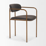 Parker Charcoal-Brown Leather Seat Gold Metal Dining Chair, Set of 2 from Mercana - Luna Furniture