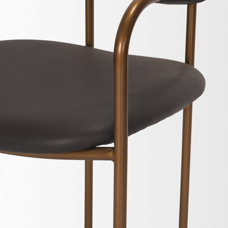 Parker Charcoal-Brown Leather Seat Gold Metal Dining Chair, Set of 2 from Mercana - Luna Furniture