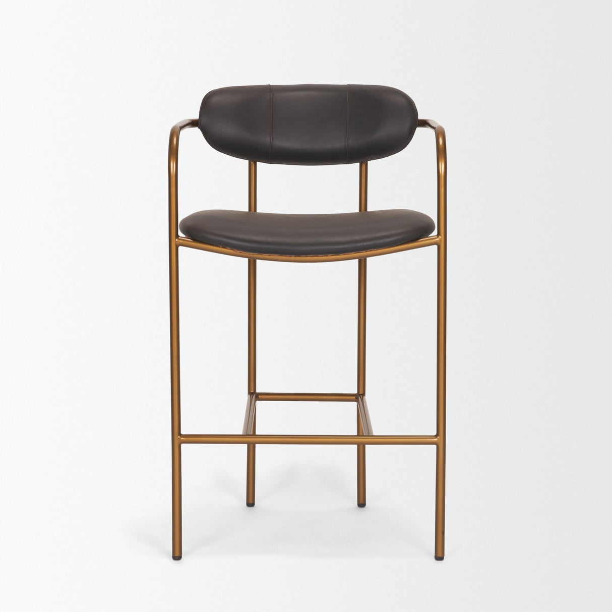 Parker Charcoal-Brown Leather Seat Gold Metal Counter Stool from Mercana - Luna Furniture