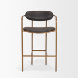 Parker Charcoal-Brown Leather Seat Gold Metal Counter Stool from Mercana - Luna Furniture