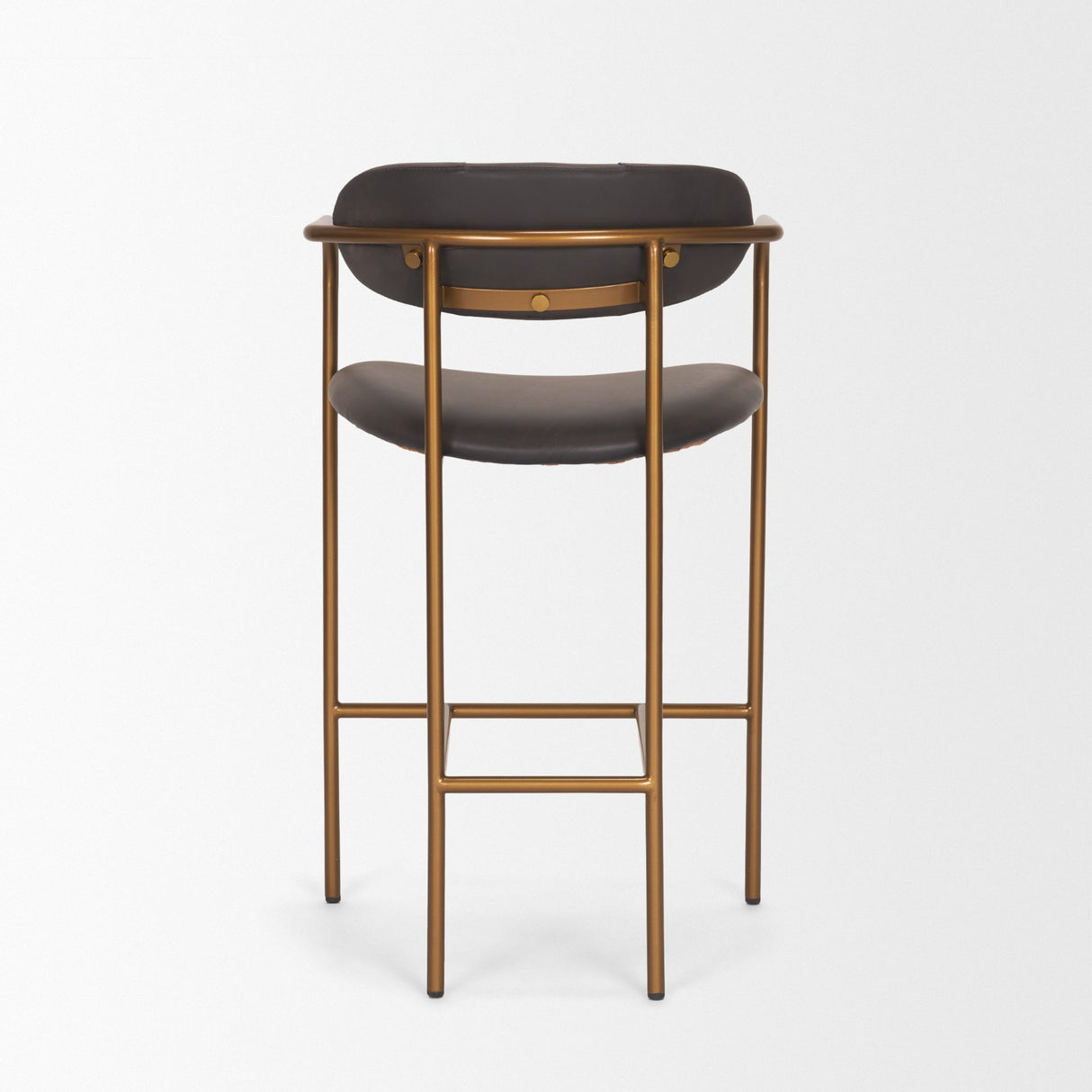 Parker Charcoal-Brown Leather Seat Gold Metal Counter Stool from Mercana - Luna Furniture