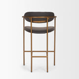 Parker Charcoal-Brown Leather Seat Gold Metal Counter Stool from Mercana - Luna Furniture