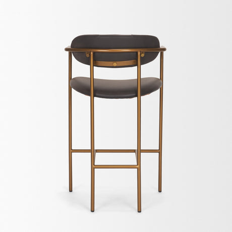 Parker Charcoal-Brown Leather Seat Gold Metal Counter Stool from Mercana - Luna Furniture