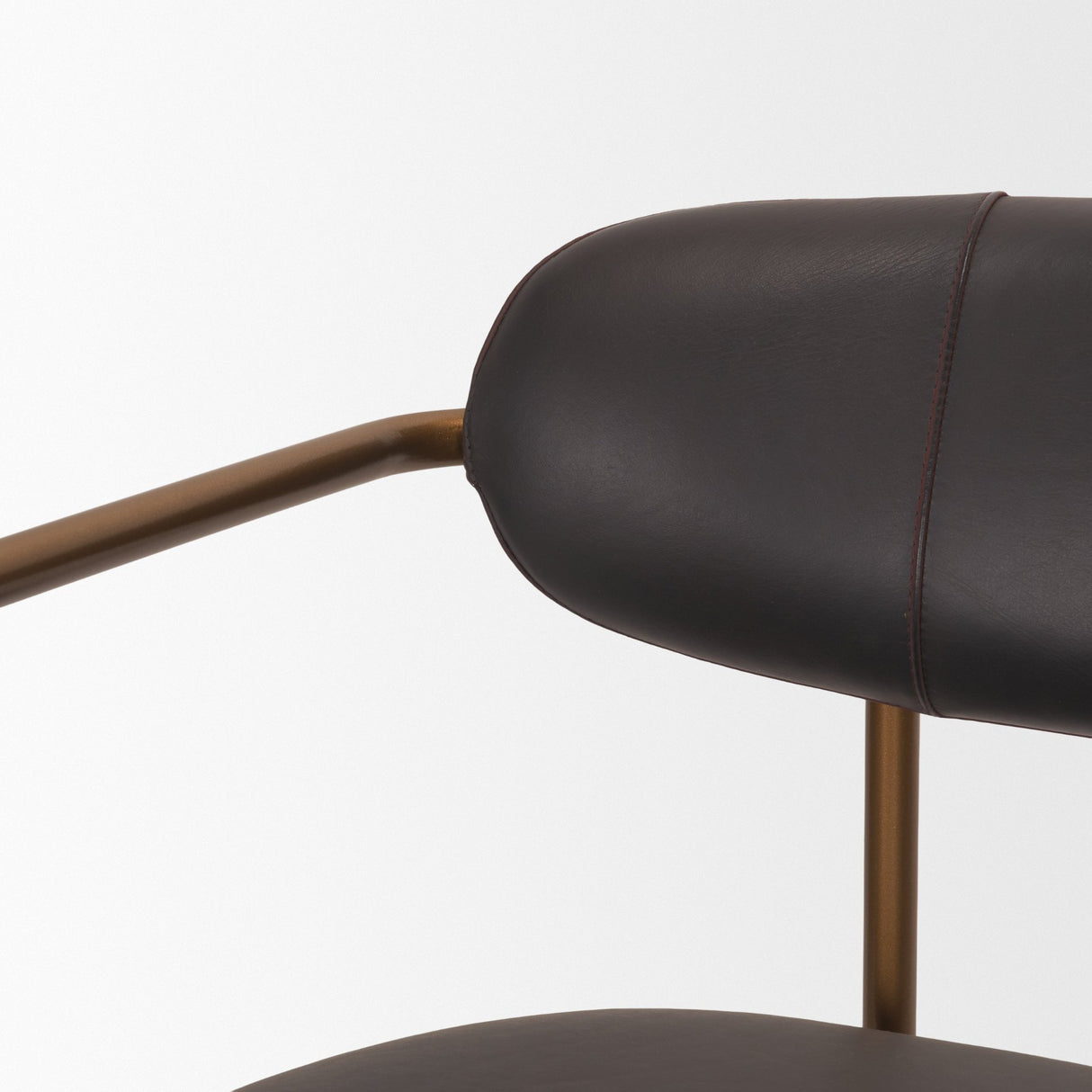 Parker Charcoal-Brown Leather Seat Gold Metal Counter Stool from Mercana - Luna Furniture