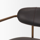 Parker Charcoal-Brown Leather Seat Gold Metal Counter Stool from Mercana - Luna Furniture
