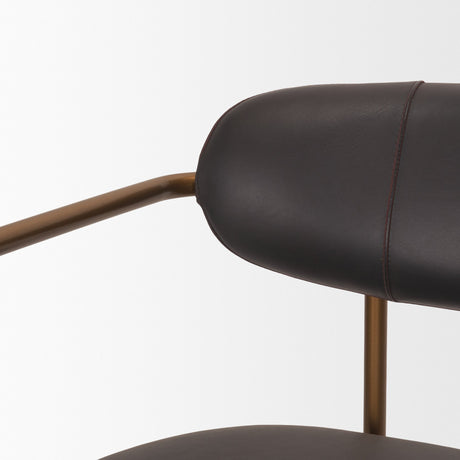 Parker Charcoal-Brown Leather Seat Gold Metal Counter Stool from Mercana - Luna Furniture