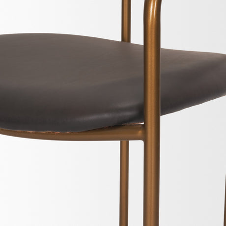Parker Charcoal-Brown Leather Seat Gold Metal Counter Stool from Mercana - Luna Furniture