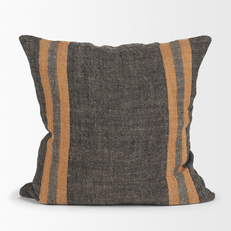 Mercer 20x20 Square Black w/Orange Stripes Decorative Pillow Cover from Mercana - Luna Furniture