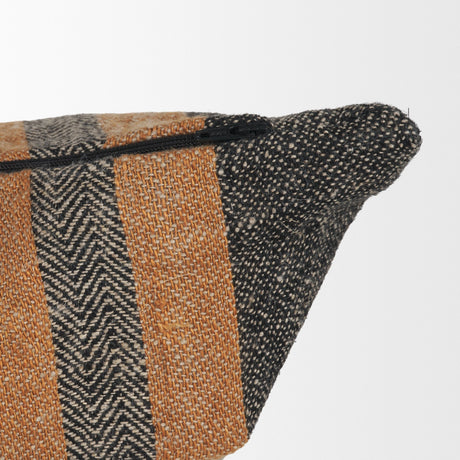 Mercer 20x20 Square Black w/Orange Stripes Decorative Pillow Cover from Mercana - Luna Furniture