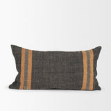 Mercer 14x26 Lumbar Black w/ Orange Stripes Decorative Pillow Cover from Mercana - Luna Furniture