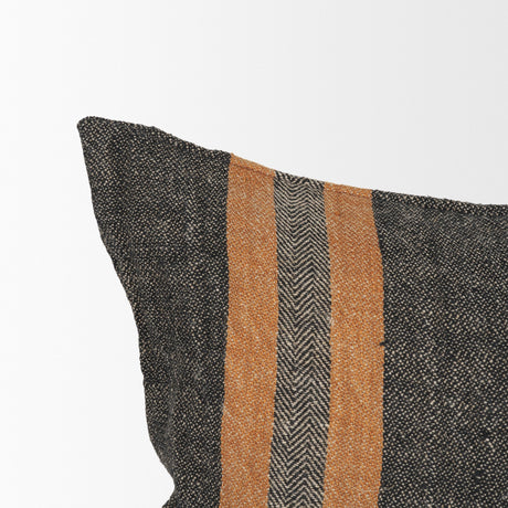 Mercer 14x26 Lumbar Black w/ Orange Stripes Decorative Pillow Cover from Mercana - Luna Furniture