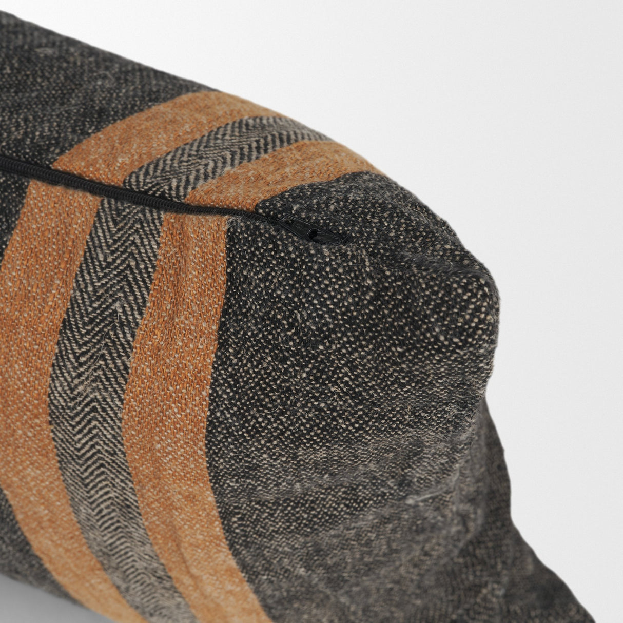 Mercer 14x26 Lumbar Black w/ Orange Stripes Decorative Pillow Cover from Mercana - Luna Furniture