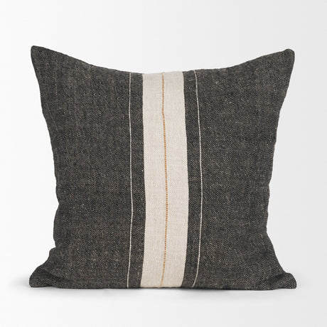 Cooper 20x20 Square Black w/ Cream Stripe Decorative Pillow Cover from Mercana - Luna Furniture