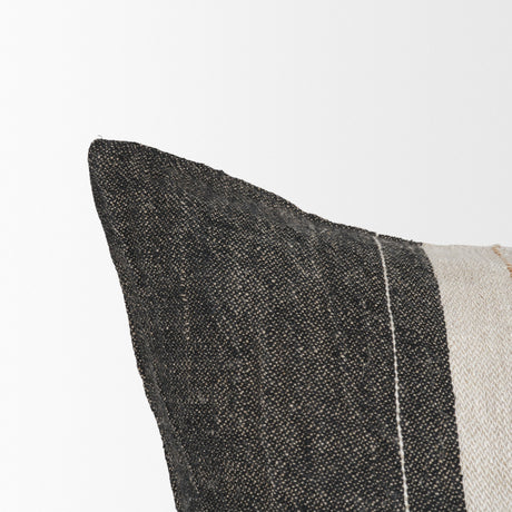 Cooper 20x20 Square Black w/ Cream Stripe Decorative Pillow Cover from Mercana - Luna Furniture