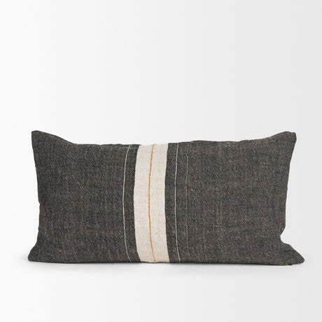 Cooper 14x26 Lumbar Black w/ Cream Stripe Decorative Pillow Cover from Mercana - Luna Furniture