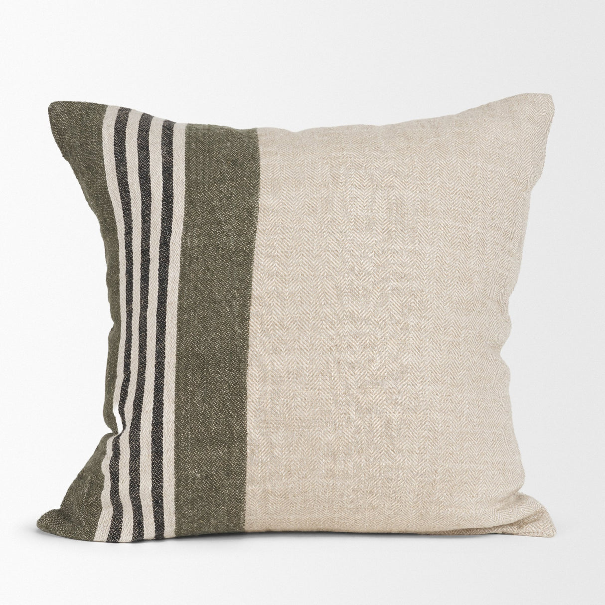 Hunter 20x20 Square Oatmeal w/ Green Stripe Decorative Pillow Cover from Mercana - Luna Furniture