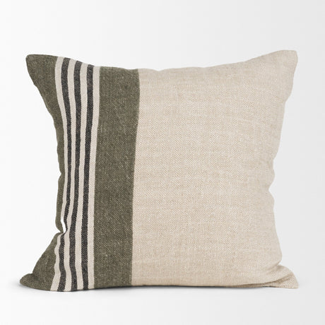Hunter 20x20 Square Oatmeal w/ Green Stripe Decorative Pillow Cover from Mercana - Luna Furniture