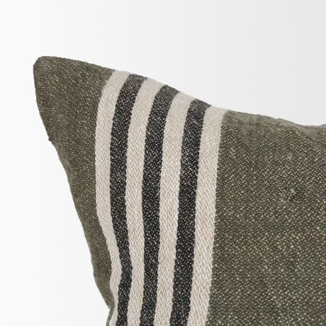 Hunter 20x20 Square Oatmeal w/ Green Stripe Decorative Pillow Cover from Mercana - Luna Furniture