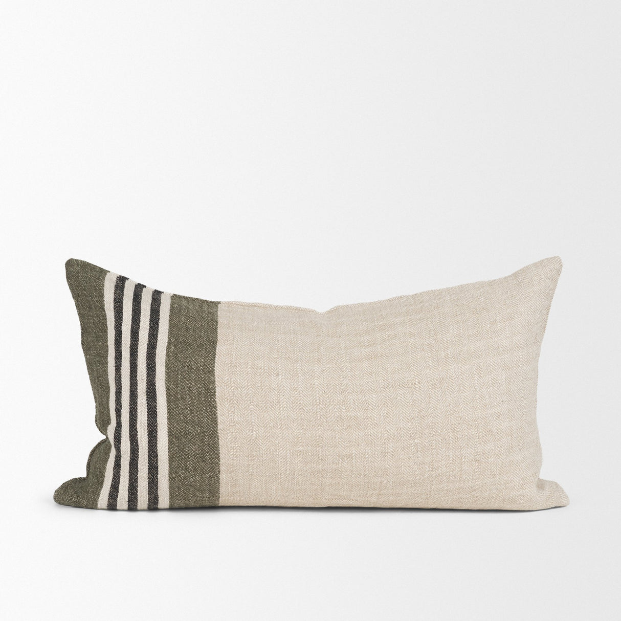 Hunter 14x26 Lumbar Oatmeal w/ Green Stripe Decorative Pillow Cover from Mercana - Luna Furniture