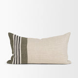 Hunter 14x26 Lumbar Oatmeal w/ Green Stripe Decorative Pillow Cover from Mercana - Luna Furniture