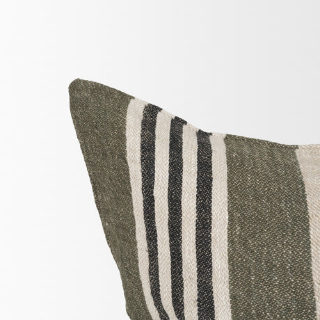 Hunter 14x26 Lumbar Oatmeal w/ Green Stripe Decorative Pillow Cover from Mercana - Luna Furniture
