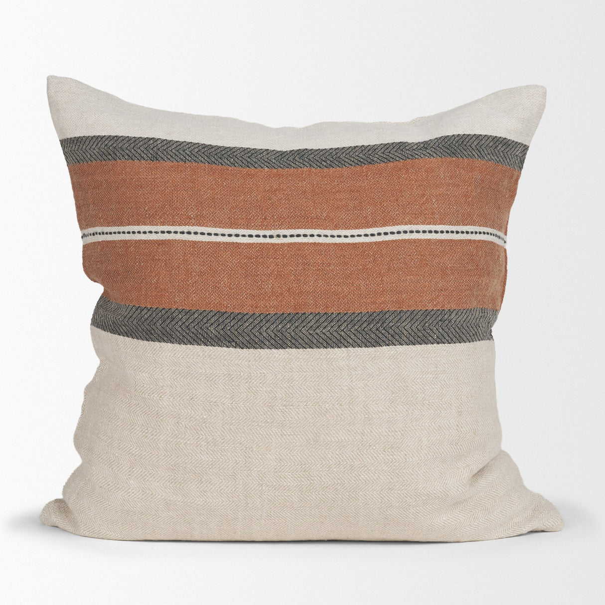Mason 22x22 Square Cream w/ Orange Stripe Decorative Pillow Cover from Mercana - Luna Furniture
